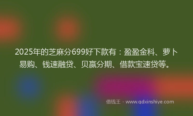 2025年的芝麻分699好下款有：盈盈金科、萝卜易购、钱速融贷、贝赢分期、借款宝速贷等。