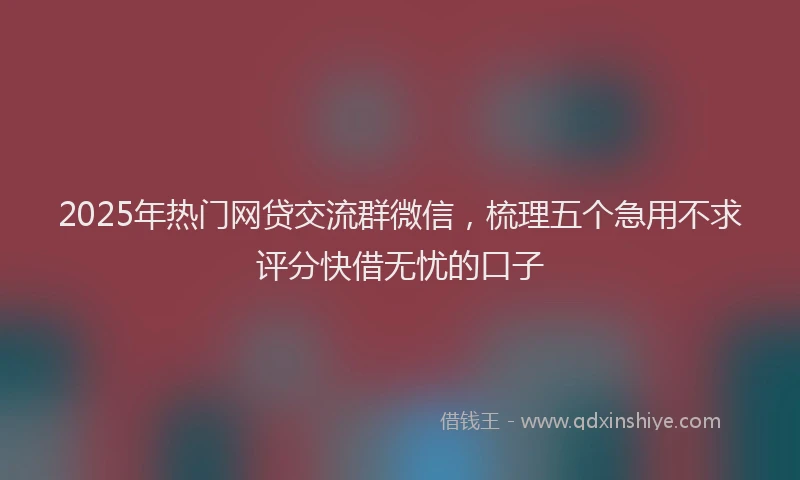 2025年热门网贷交流群微信,梳理五个急用不求评分快借无忧的口子