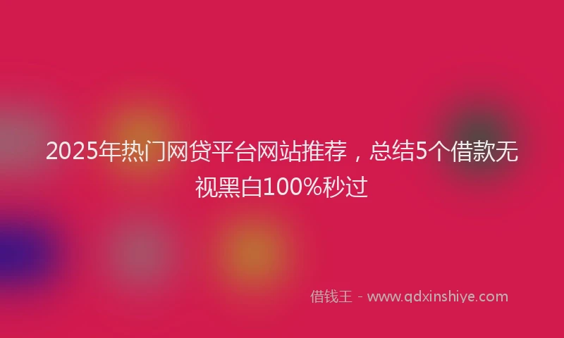 2025年热门网贷平台网站推荐，总结5个借款无视黑白100%秒过