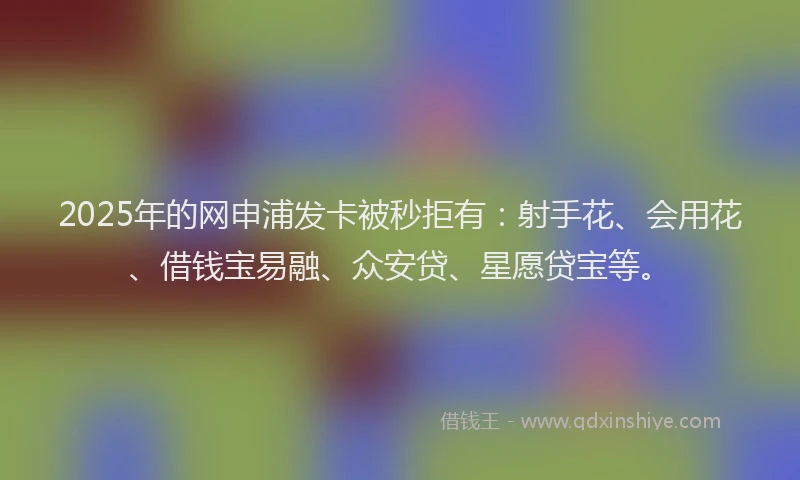 2025年的网申浦发卡被秒拒有:射手花、会用花、借钱宝易融、众安贷、星愿贷宝等。