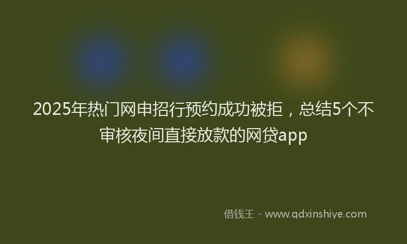 2025年热门网申招行预约成功被拒，总结5个不审核夜间直接放款的网贷app