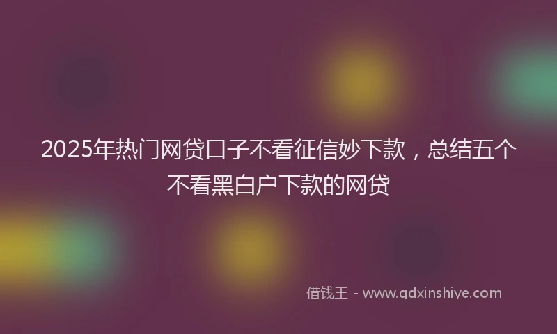 2025年热门网贷口子不看征信妙下款，总结五个不看黑白户下款的网贷