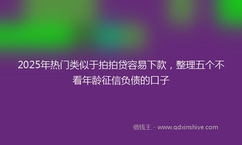2025年热门类似于拍拍贷容易下款,整理五个不看年龄征信负债的口子