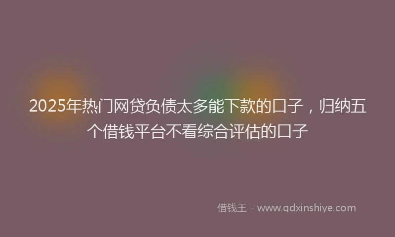 2025年热门网贷负债太多能下款的口子，归纳五个借钱平台不看综合评估的口子