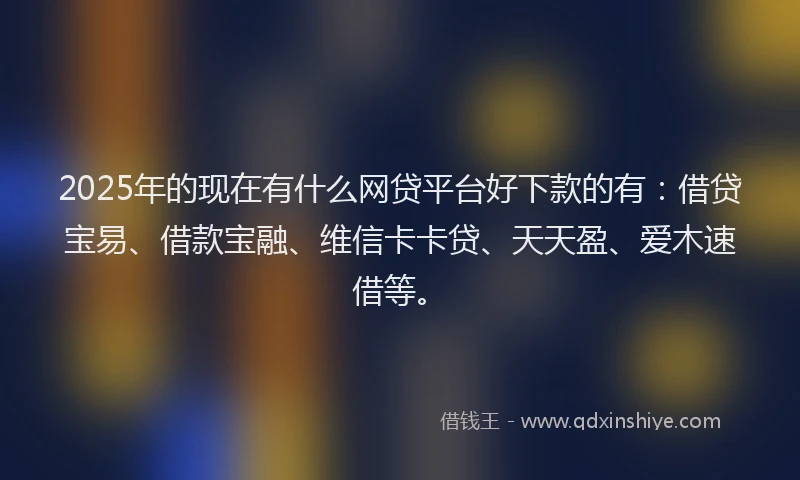 2025年的现在有什么网贷平台好下款的有：借贷宝易、借款宝融、维信卡卡贷、天天盈、爱木速借等。
