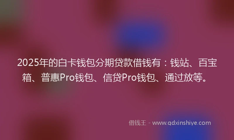 2025年的白卡钱包分期贷款借钱有：钱站、百宝箱、普惠Pro钱包、信贷Pro钱包、通过放等。