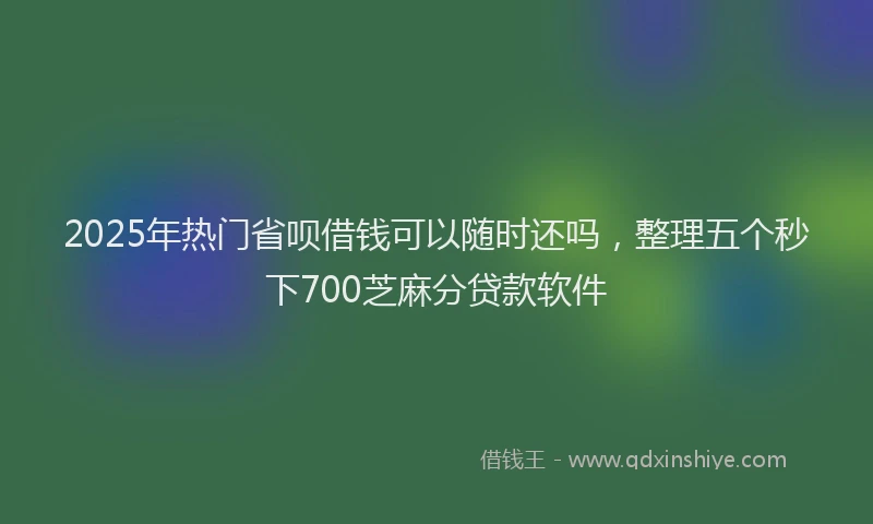 2025年热门省呗借钱可以随时还吗，整理五个秒下700芝麻分贷款软件