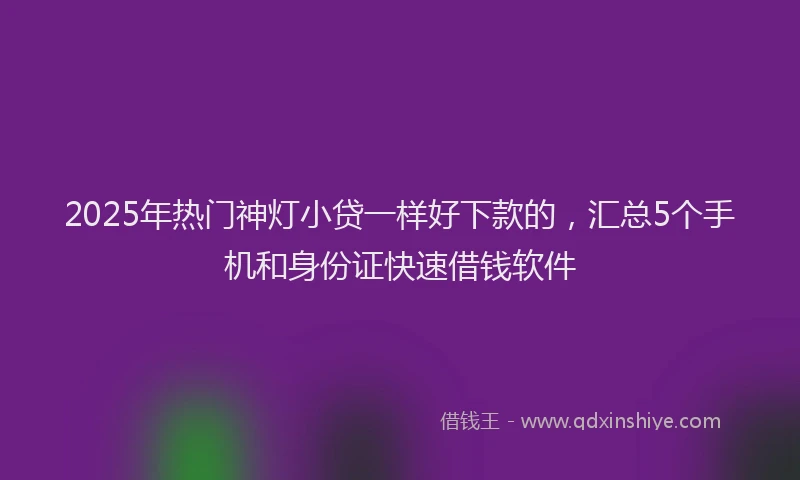 2025年热门神灯小贷一样好下款的，汇总5个手机和身份证快速借钱软件