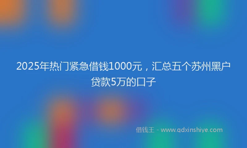 2025年热门紧急借钱1000元，汇总五个苏州黑户贷款5万的口子