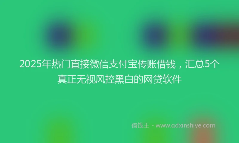 2025年热门直接微信支付宝传账借钱，汇总5个真正无视风控黑白的网贷软件