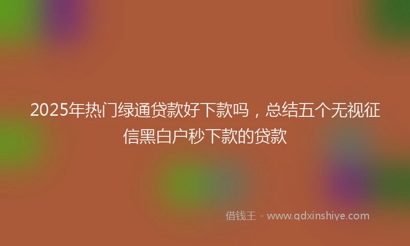 2025年热门绿通贷款好下款吗，总结五个无视征信黑白户秒下款的贷款