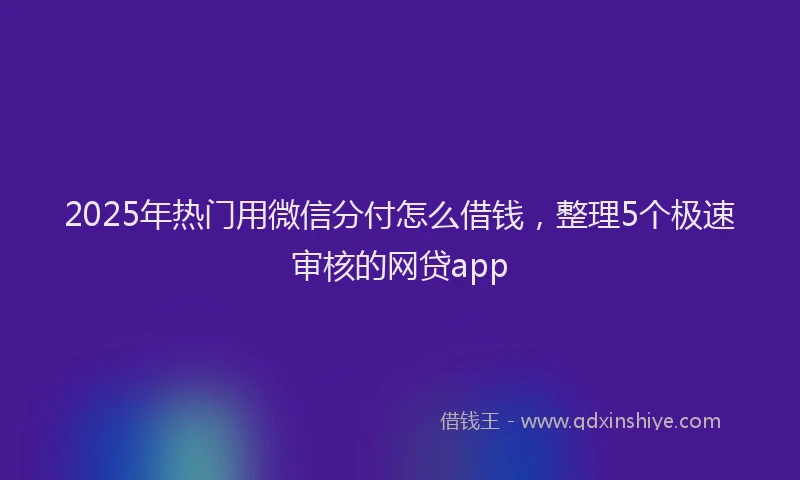 2025年热门用微信分付怎么借钱，整理5个极速审核的网贷app