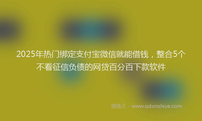 2025年热门绑定支付宝微信就能借钱，整合5个不看征信负债的网贷百分百下款软件