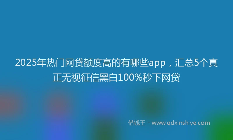 2025年热门网贷额度高的有哪些app，汇总5个真正无视征信黑白100%秒下网贷