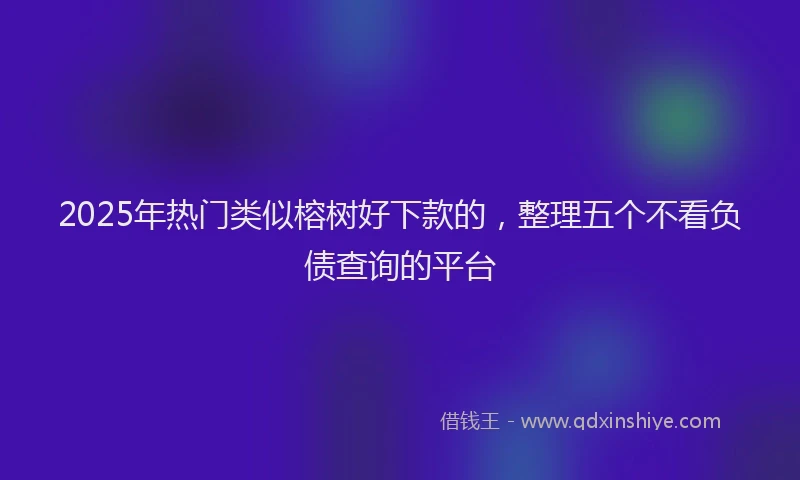 2025年热门类似榕树好下款的,整理五个不看负债查询的平台