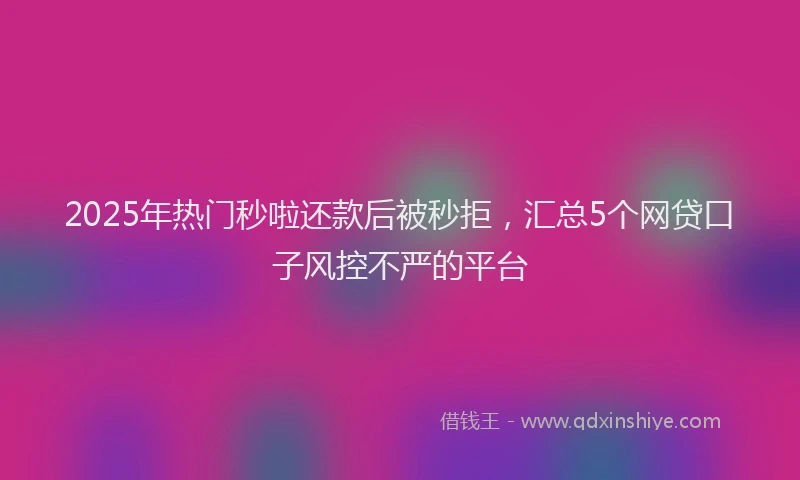 2025年热门秒啦还款后被秒拒，汇总5个网贷口子风控不严的平台