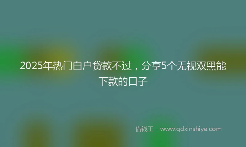 2025年热门白户贷款不过，分享5个无视双黑能下款的口子