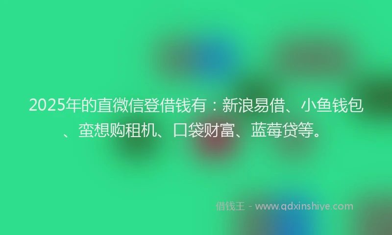 2025年的直微信登借钱有：新浪易借、小鱼钱包、蛮想购租机、口袋财富、蓝莓贷等。
