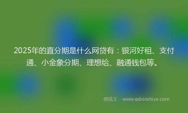 2025年的直分期是什么网贷有：银河好租、支付通、小金象分期、理想给、融通钱包等。