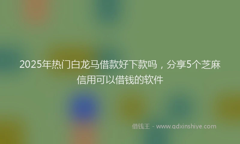 2025年热门白龙马借款好下款吗，分享5个芝麻信用可以借钱的软件