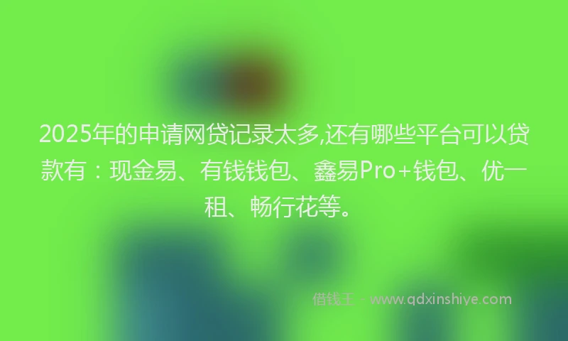 2025年的申请网贷记录太多,还有哪些平台可以贷款有：现金易、有钱钱包、鑫易Pro+钱包、优一租、畅行花等。
