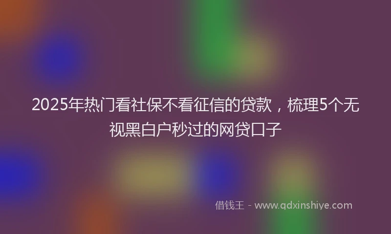 2025年热门看社保不看征信的贷款，梳理5个无视黑白户秒过的网贷口子