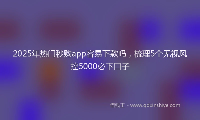2025年热门秒购app容易下款吗，梳理5个无视风控5000必下口子