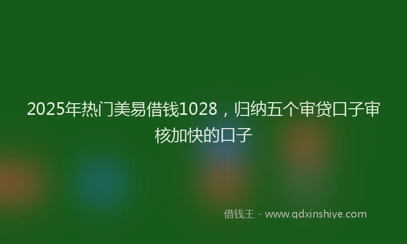 2025年热门美易借钱1028，归纳五个审贷口子审核加快的口子
