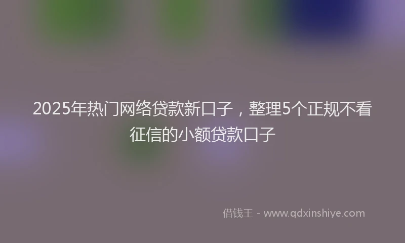 2025年热门网络贷款新口子，整理5个正规不看征信的小额贷款口子