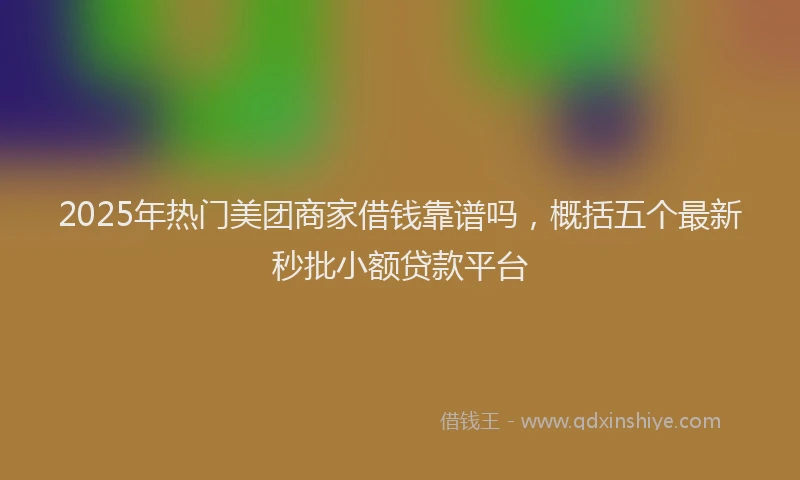 2025年热门美团商家借钱靠谱吗，概括五个最新秒批小额贷款平台