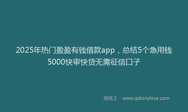 2025年热门盈盈有钱借款app，总结5个急用钱5000快审快贷无需征信口子