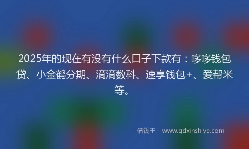 2025年的现在有没有什么口子下款有：哆哆钱包贷、小金鹤分期、滴滴数科、速享钱包+、爱帮米等。