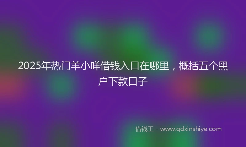 2025年热门羊小咩借钱入口在哪里，概括五个黑户下款口子