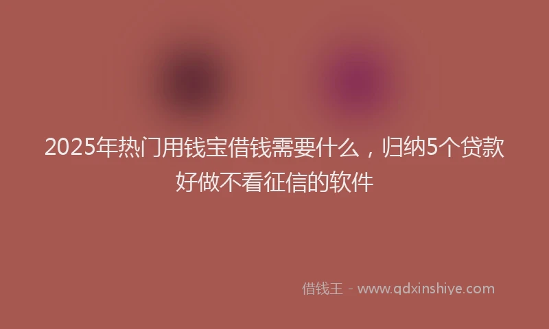 2025年热门用钱宝借钱需要什么，归纳5个贷款好做不看征信的软件