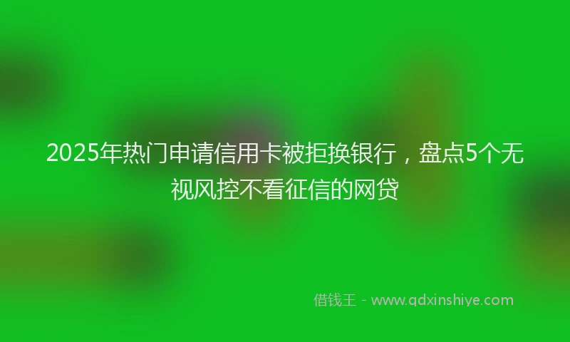 2025年热门申请信用卡被拒换银行，盘点5个无视风控不看征信的网贷