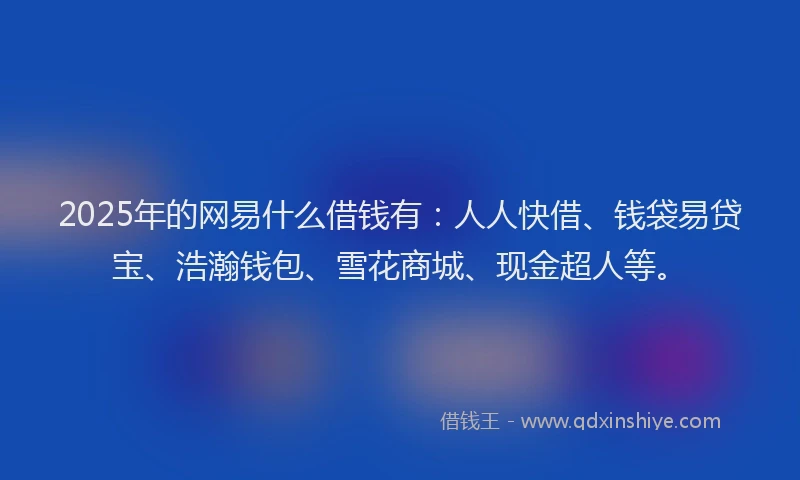 2025年的网易什么借钱有：人人快借、钱袋易贷宝、浩瀚钱包、雪花商城、现金超人等。