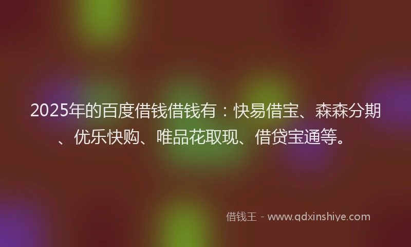 2025年的百度借钱借钱有：快易借宝、森森分期、优乐快购、唯品花取现、借贷宝通等。