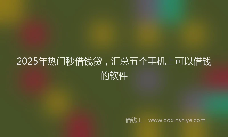 2025年热门秒借钱贷，汇总五个手机上可以借钱的软件