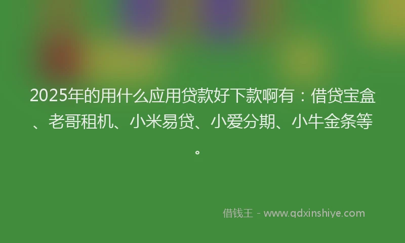 2025年的用什么应用贷款好下款啊有:借贷宝盒、老哥租机、小米易贷、小爱分期、小牛金条等。