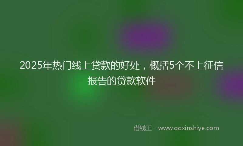 2025年热门线上贷款的好处，概括5个不上征信报告的贷款软件