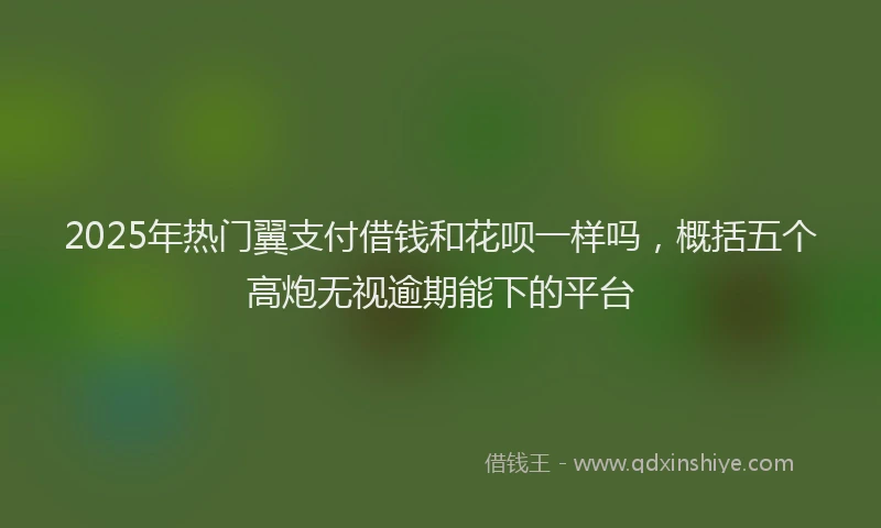 2025年热门翼支付借钱和花呗一样吗,概括五个高炮无视逾期能下的平台