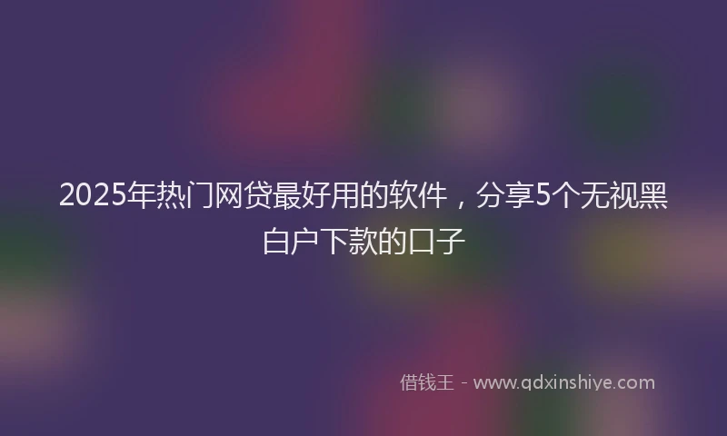 2025年热门网贷最好用的软件，分享5个无视黑白户下款的口子