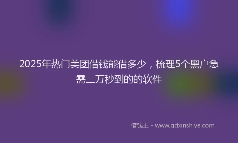 2025年热门美团借钱能借多少,梳理5个黑户急需三万秒到的的软件