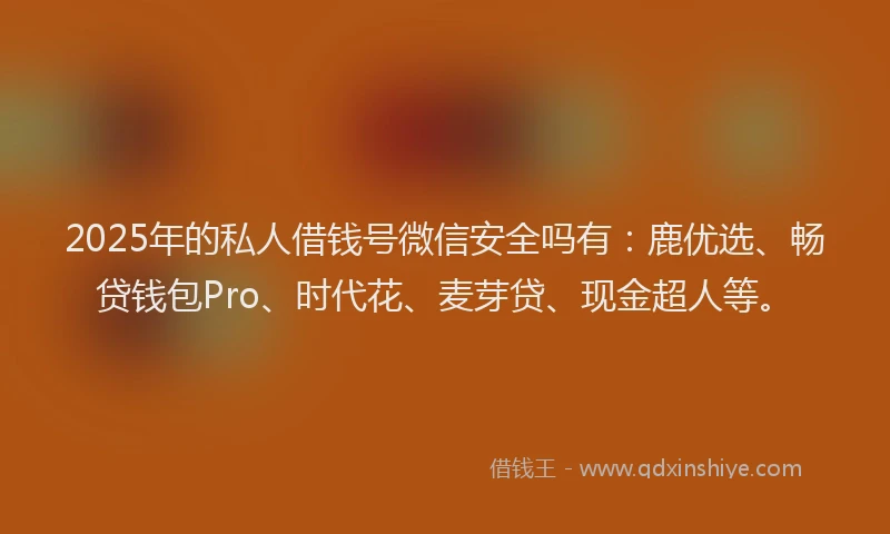 2025年的私人借钱号微信安全吗有：鹿优选、畅贷钱包Pro、时代花、麦芽贷、现金超人等。