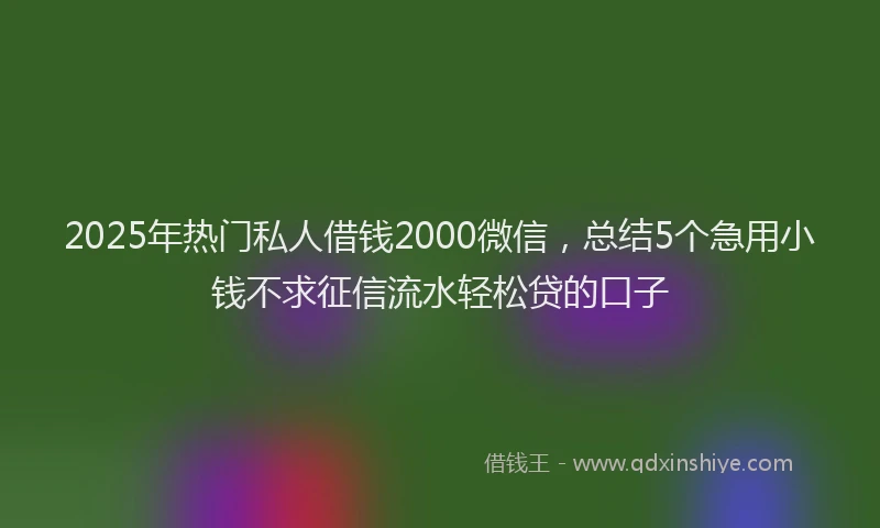 2025年热门私人借钱2000微信,总结5个急用小钱不求征信流水轻松贷的口子
