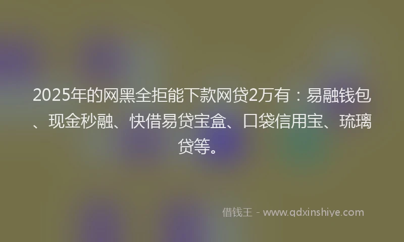 2025年的网黑全拒能下款网贷2万有:易融钱包、现金秒融、快借易贷宝盒、口袋信用宝、琉璃贷等。