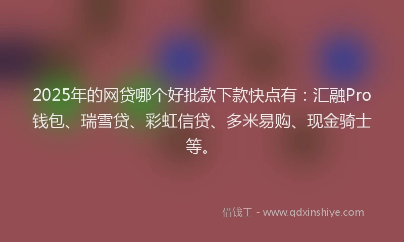 2025年的网贷哪个好批款下款快点有：汇融Pro钱包、瑞雪贷、彩虹信贷、多米易购、现金骑士等。