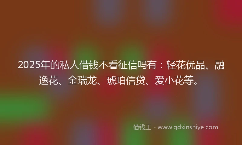 2025年的私人借钱不看征信吗有：轻花优品、融逸花、金瑞龙、琥珀信贷、爱小花等。