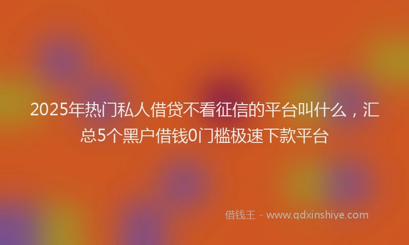 2025年热门私人借贷不看征信的平台叫什么，汇总5个黑户借钱0门槛极速下款平台