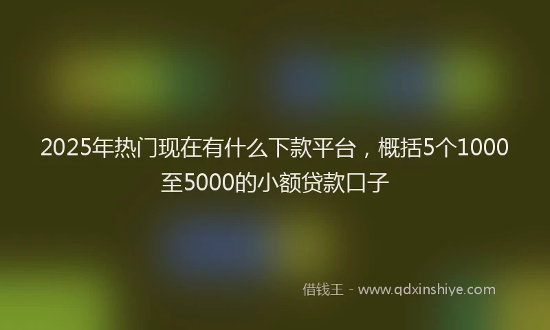 2025年热门现在有什么下款平台，概括5个1000至5000的小额贷款口子